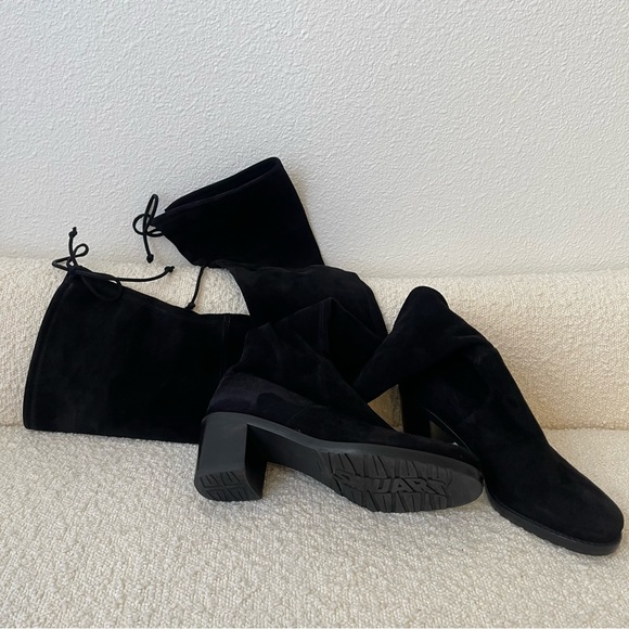 Stuart Weitzman Elevated Black Suede Over The Knee Boots - Picture 6 of 13